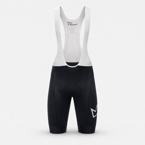 Men's THRONE Phase 1 black cycling bib shorts front view
