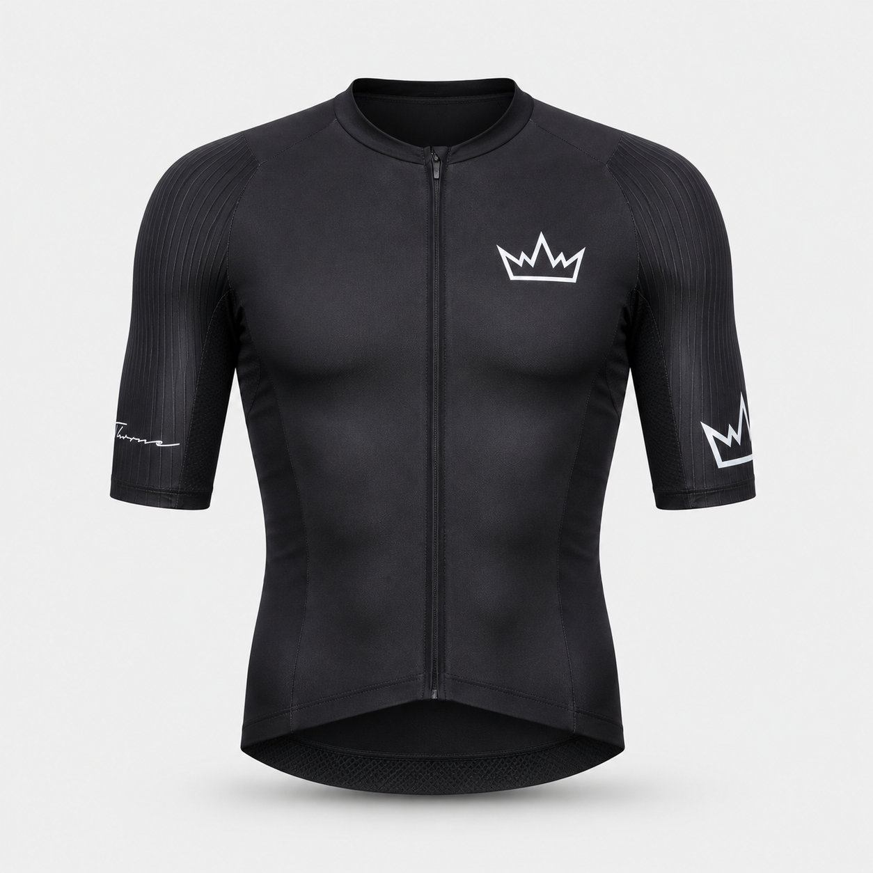 Men's THRONE Phase 1 black cycling jersey front view
