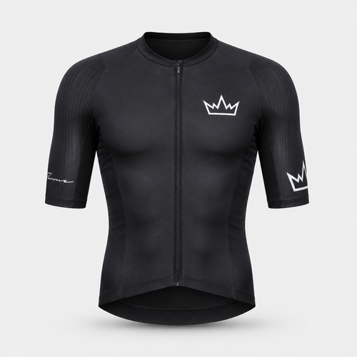 Men's THRONE Phase 1 black cycling jersey front view