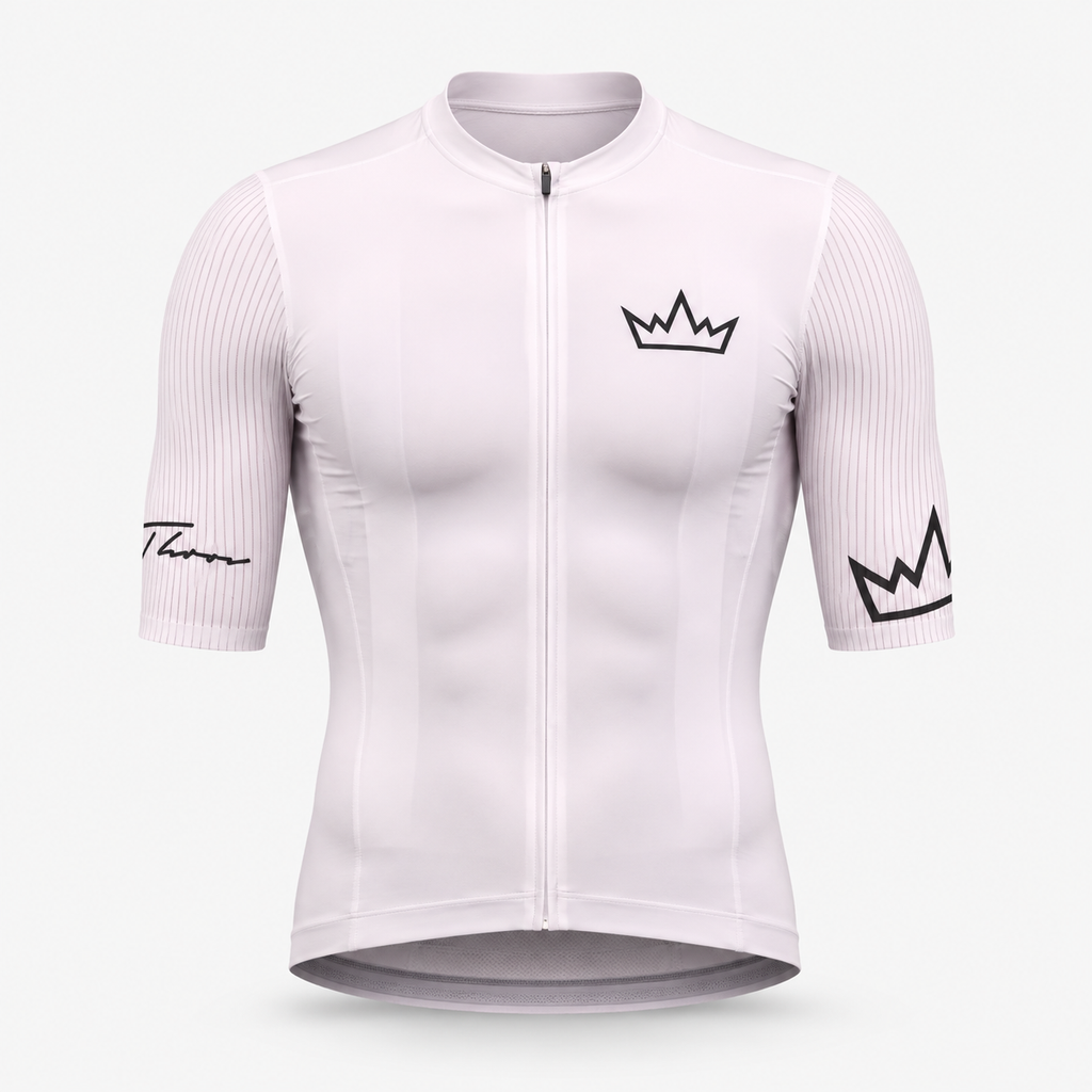 Men's THRONE Phase 1 white cycling jersey front view