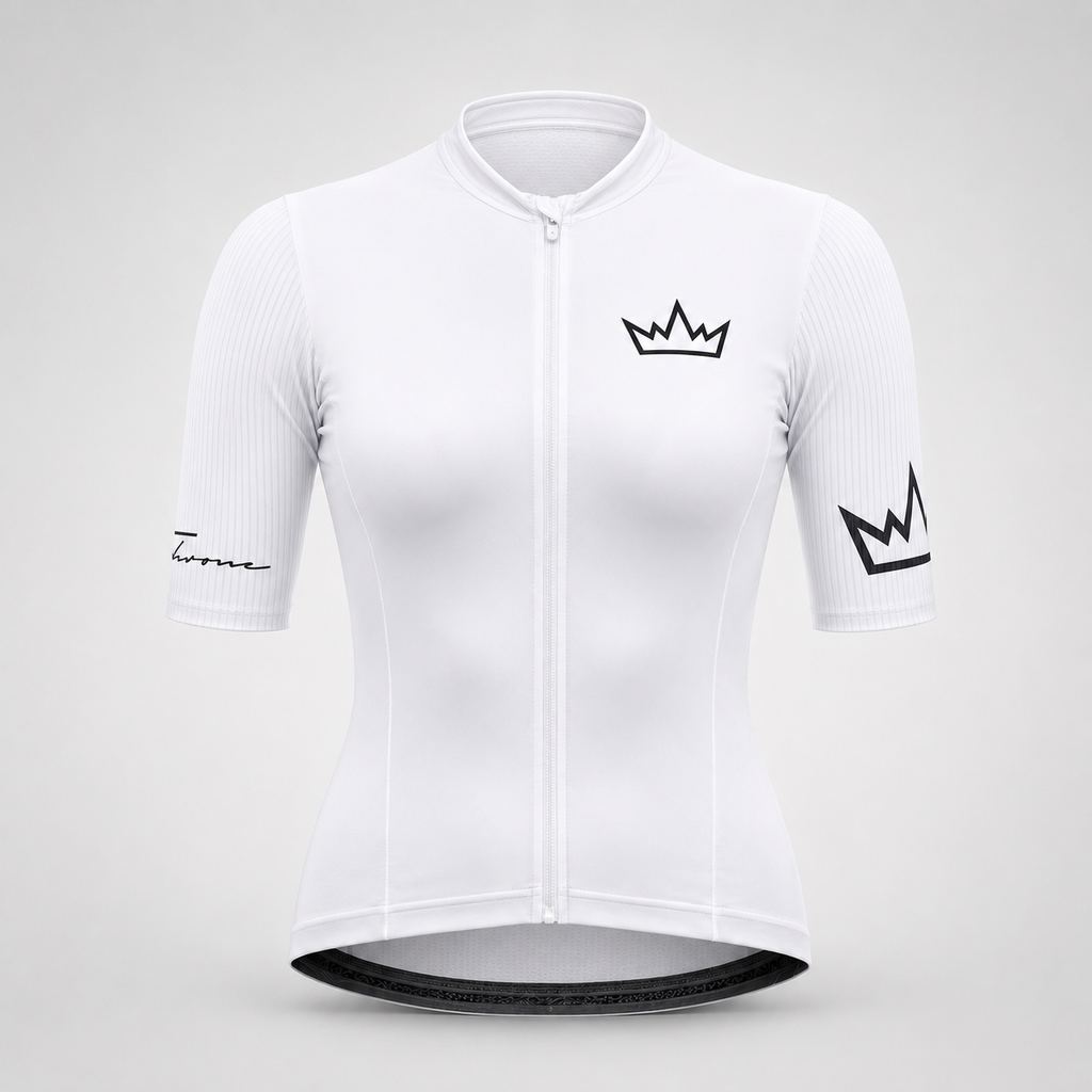 Women's THRONE Phase 1 white cycling jersey front view