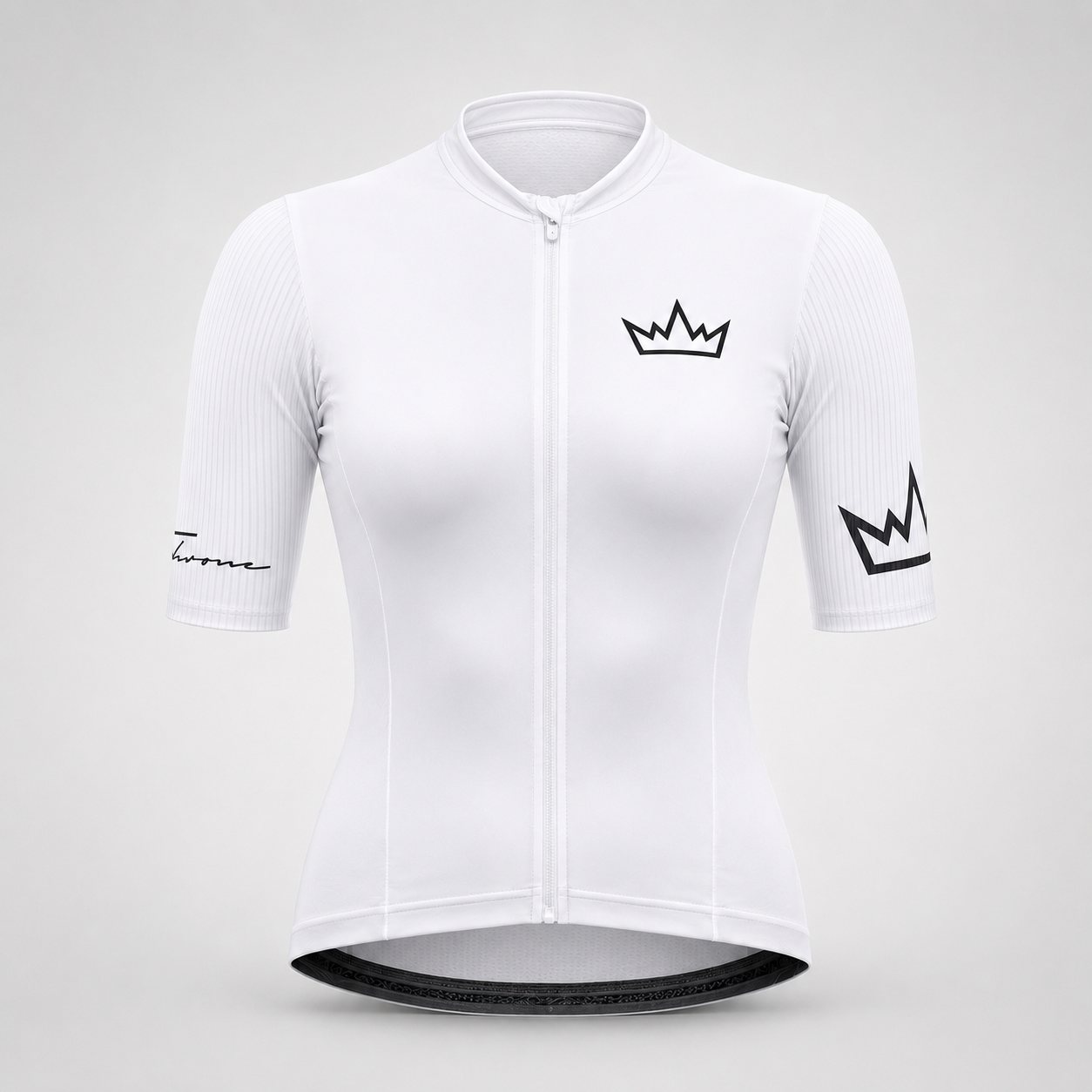 Women's THRONE Phase 1 white cycling jersey front view