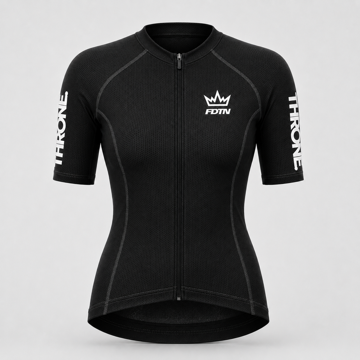 THRONE Women's Foundation Jersey in black, ghost mannequin front view