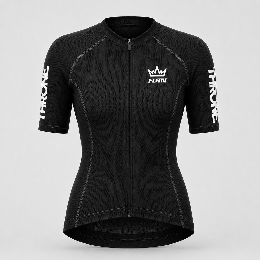 THRONE Women's Foundation Jersey in black, ghost mannequin front view