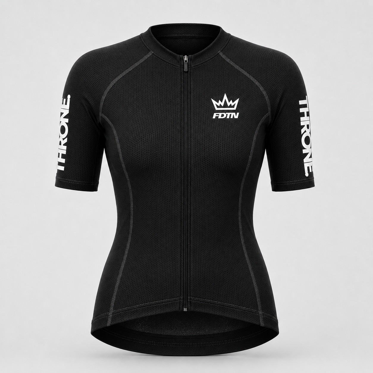 THRONE Women's Foundation Jersey in black, ghost mannequin front view