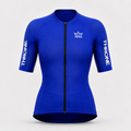 THRONE Women's Foundation Cycling Jersey in blue, ghost mannequin front view